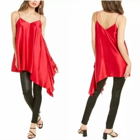 NWT Cinq a Sept Camilla Red Silk Romeo Top - Picture 1 of 8